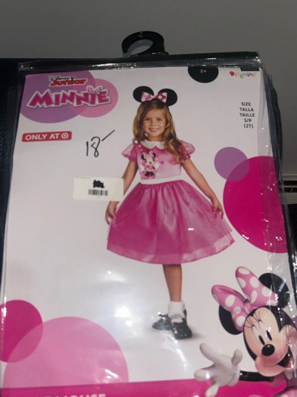 Disney Minnie Mouse Pink Party Dress Costume with Bow Headband